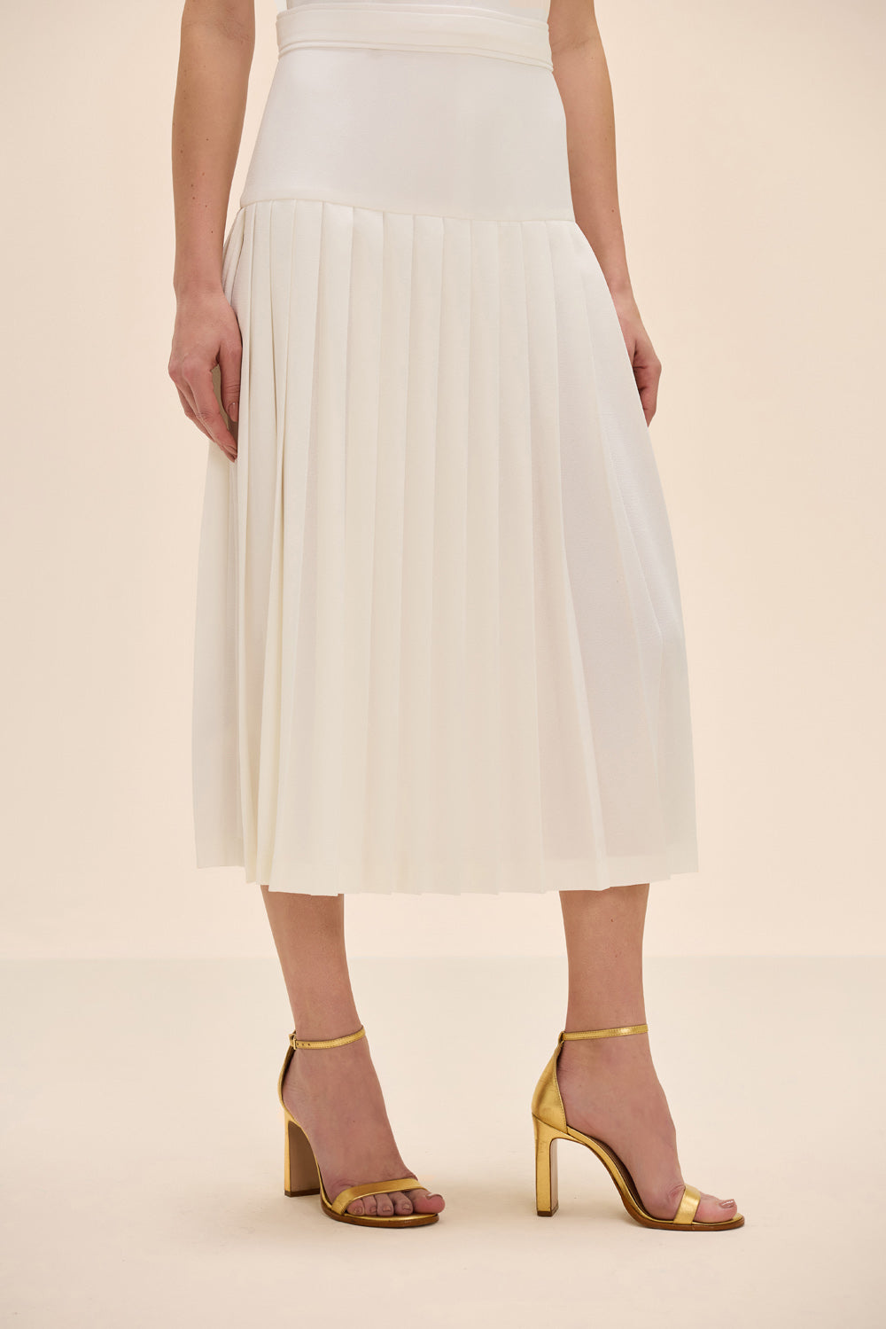 VESTIDO MIDI DUAL CREPE OFF WHITE