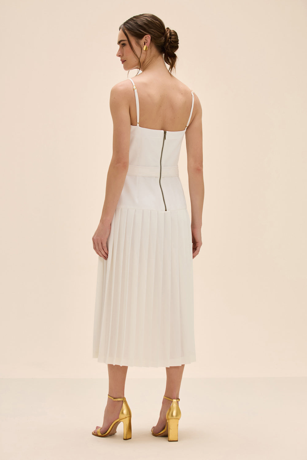 VESTIDO MIDI DUAL CREPE OFF WHITE