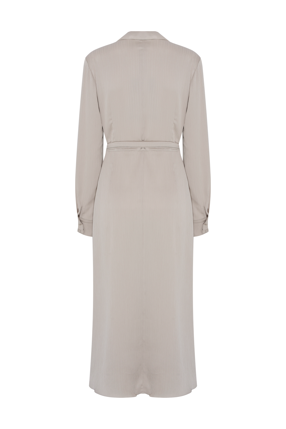 VESTIDO MIDI CETIM OPERA BEGE