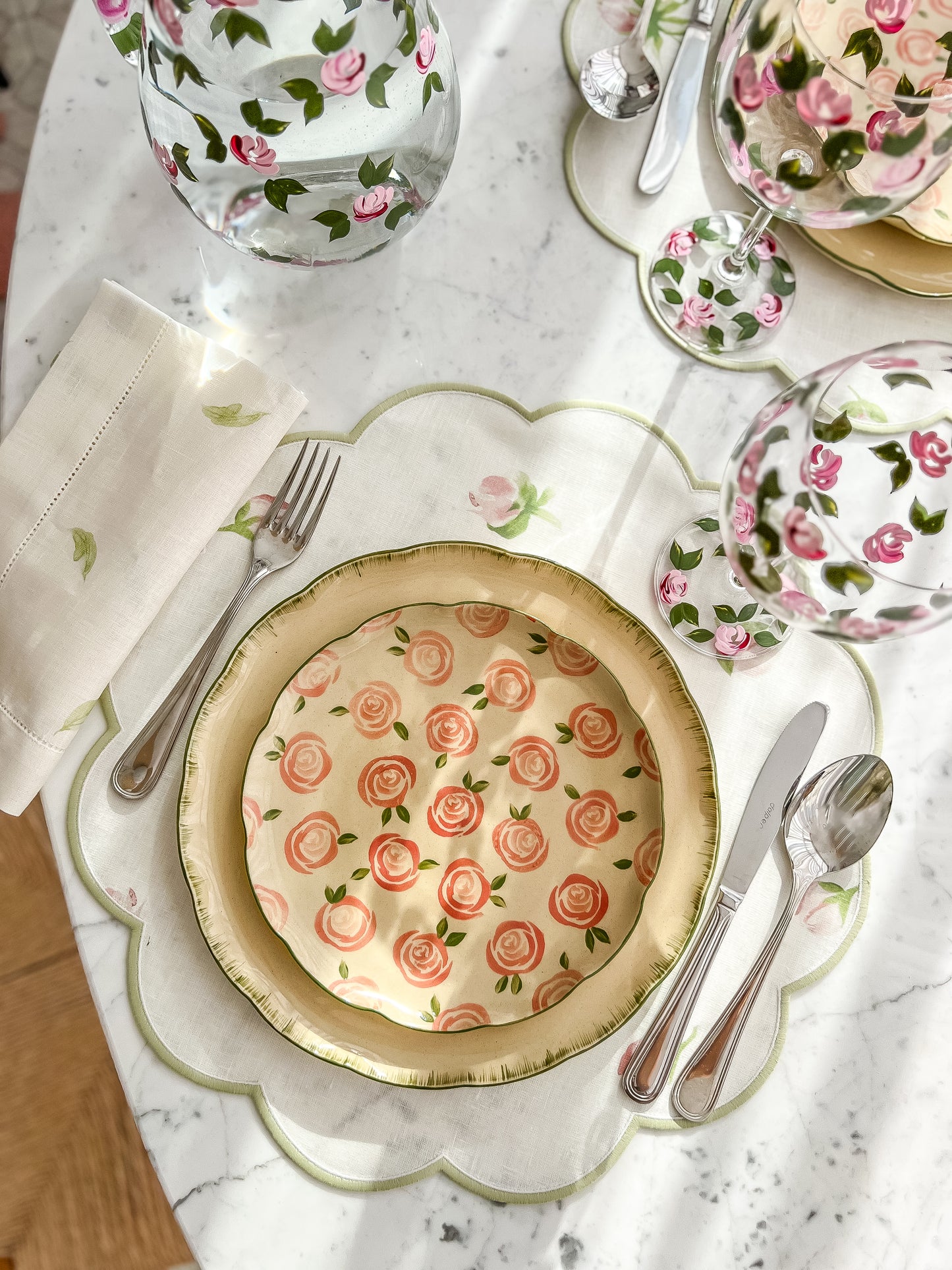 PRATO SOBREMESA ROSIE BEGE E VERDE