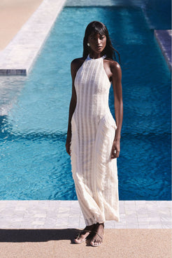 VESTIDO LONGO TELA CELESTE OFF WHITE