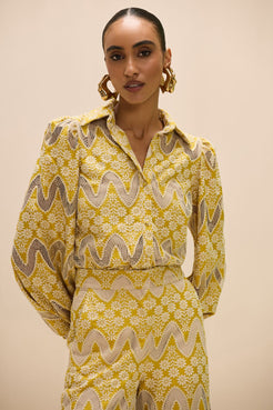 CAMISA LAISE FLORA AMARELO