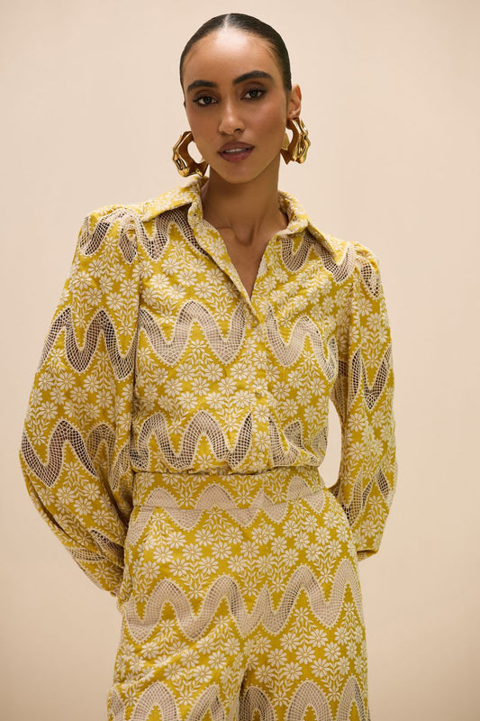 CAMISA LAISE FLORA AMARELO