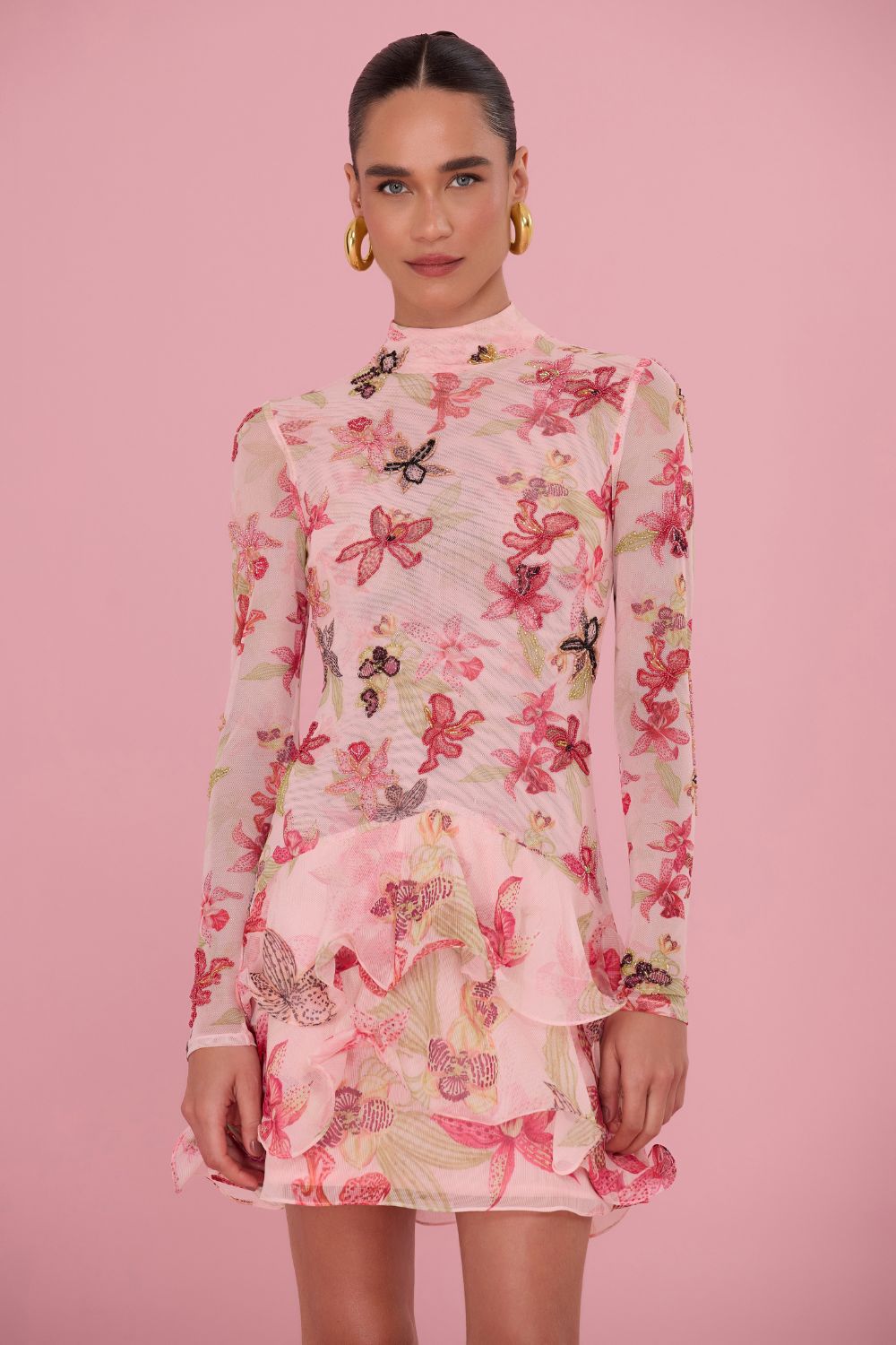 VESTIDO CURTO ORCHID BLOOM ROSE