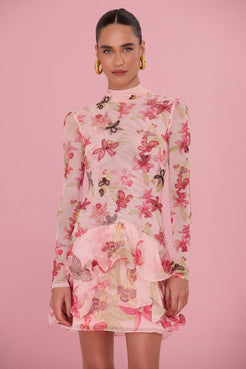 VESTIDO CURTO ORCHID BLOOM ROSE