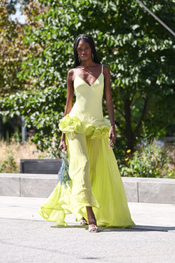 VESTIDO LONGO LIME PETAL VERDE CLOROFILA
