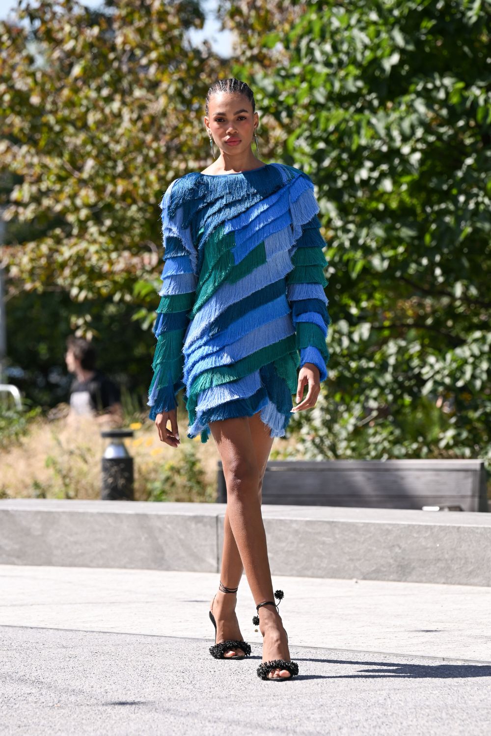 VESTIDO CURTO ATLÂNTICA FRINGE AZUL