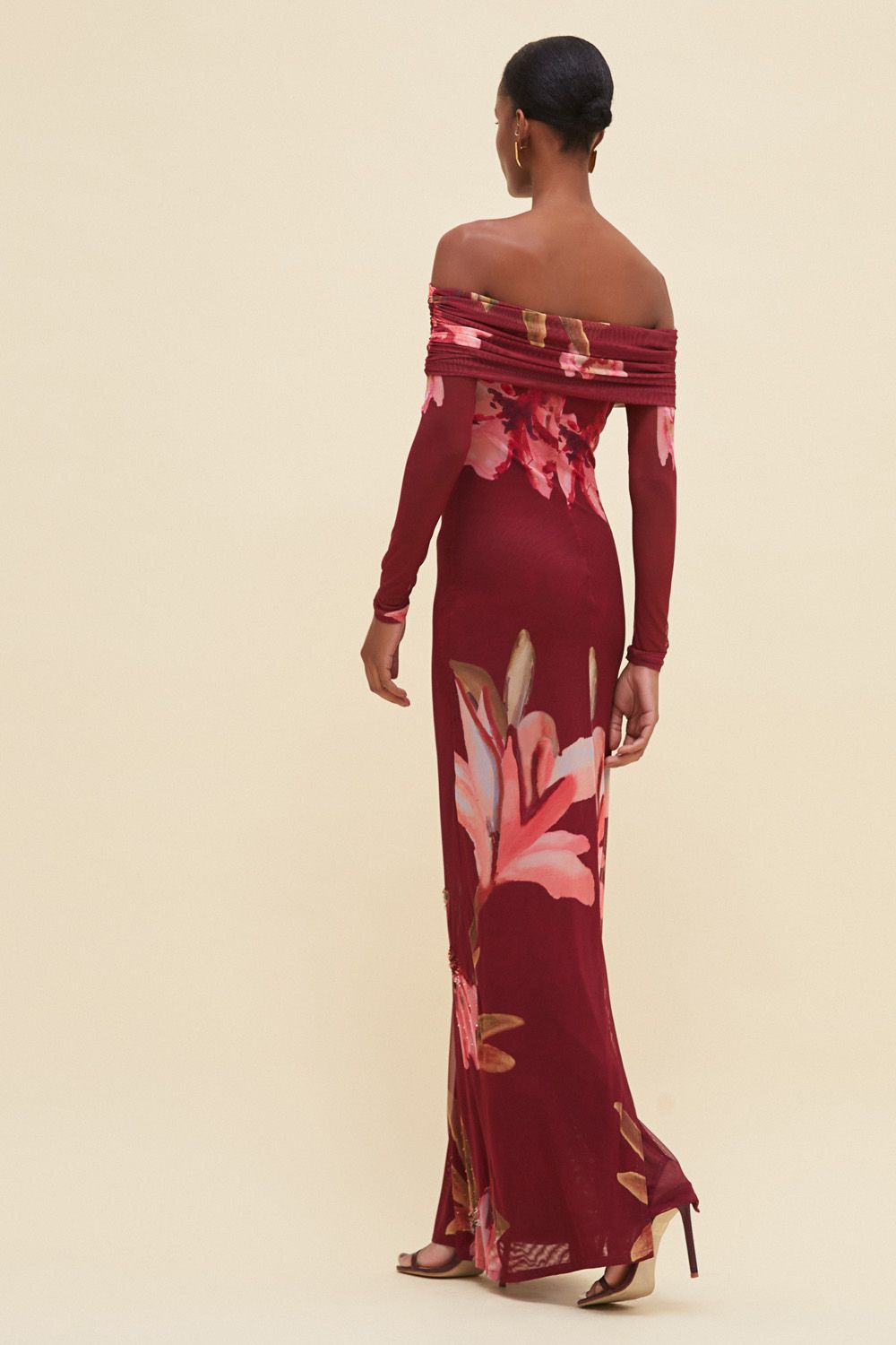 VESTIDO LONGO DELICATA VERMELHO ESCURO