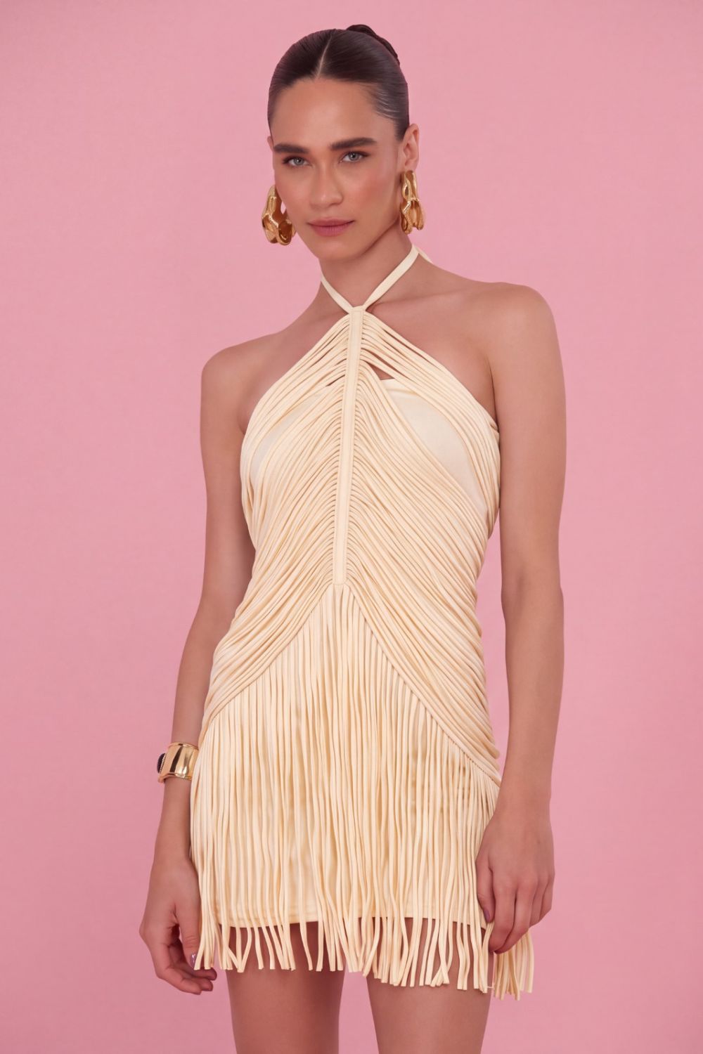 VESTIDO CURTO LYRIA JERSEY  OFF WHITE