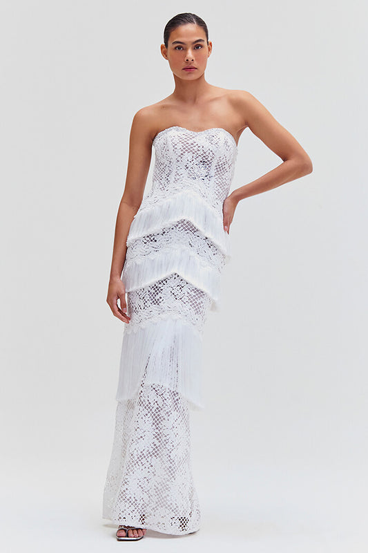 VESTIDO LONGO PATBO REVEILLON AV25 OFF WHITE
