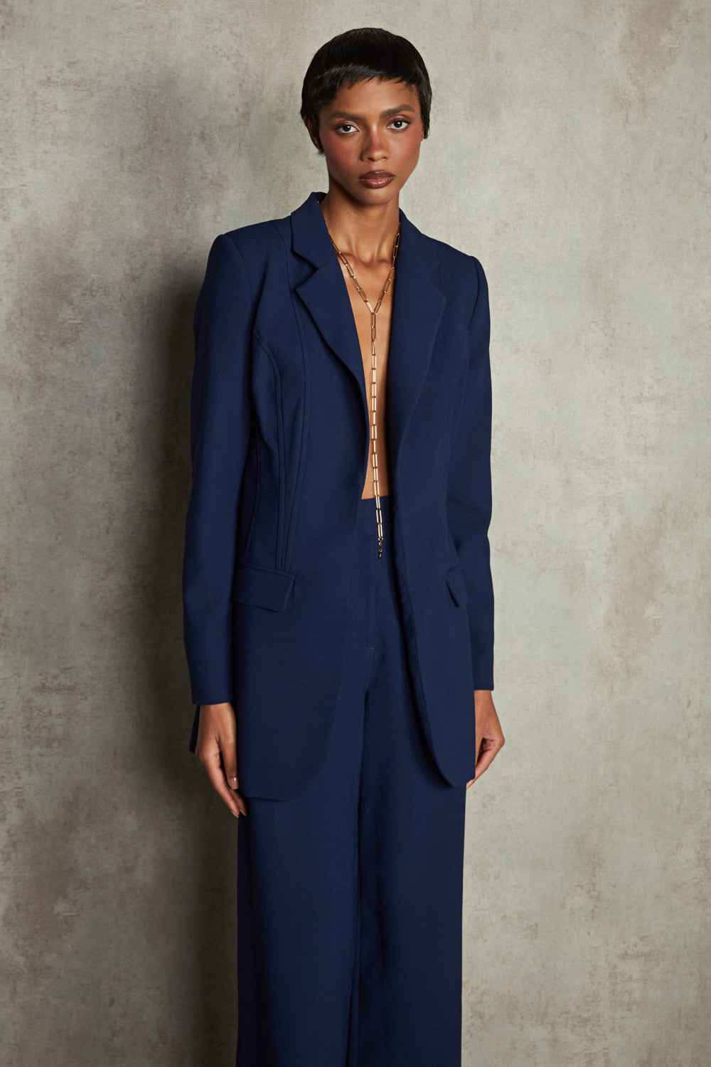 BLAZER CREPE OLGA  AZUL MARINHO