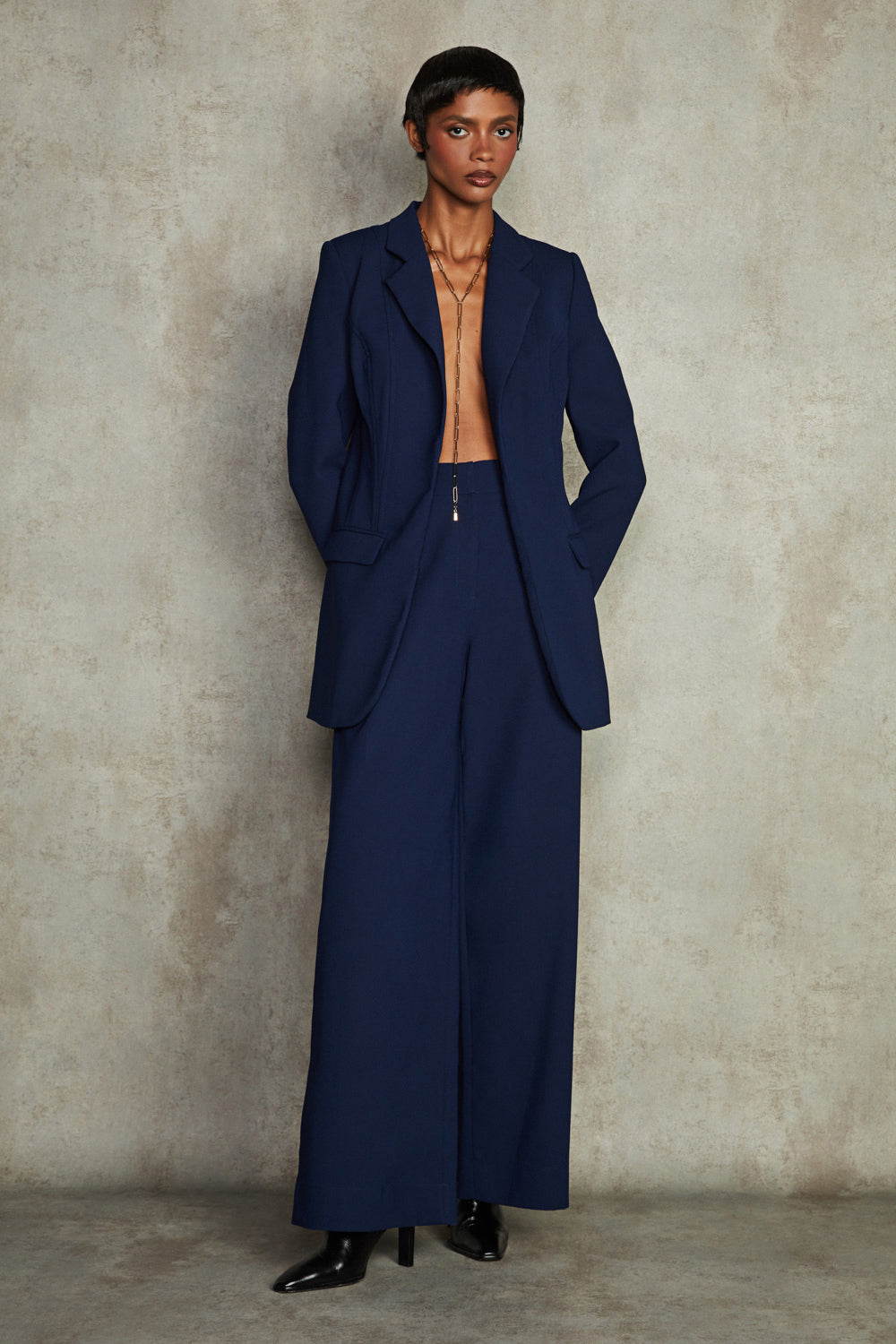 CALÇA CREPE OLGA  AZUL MARINHO