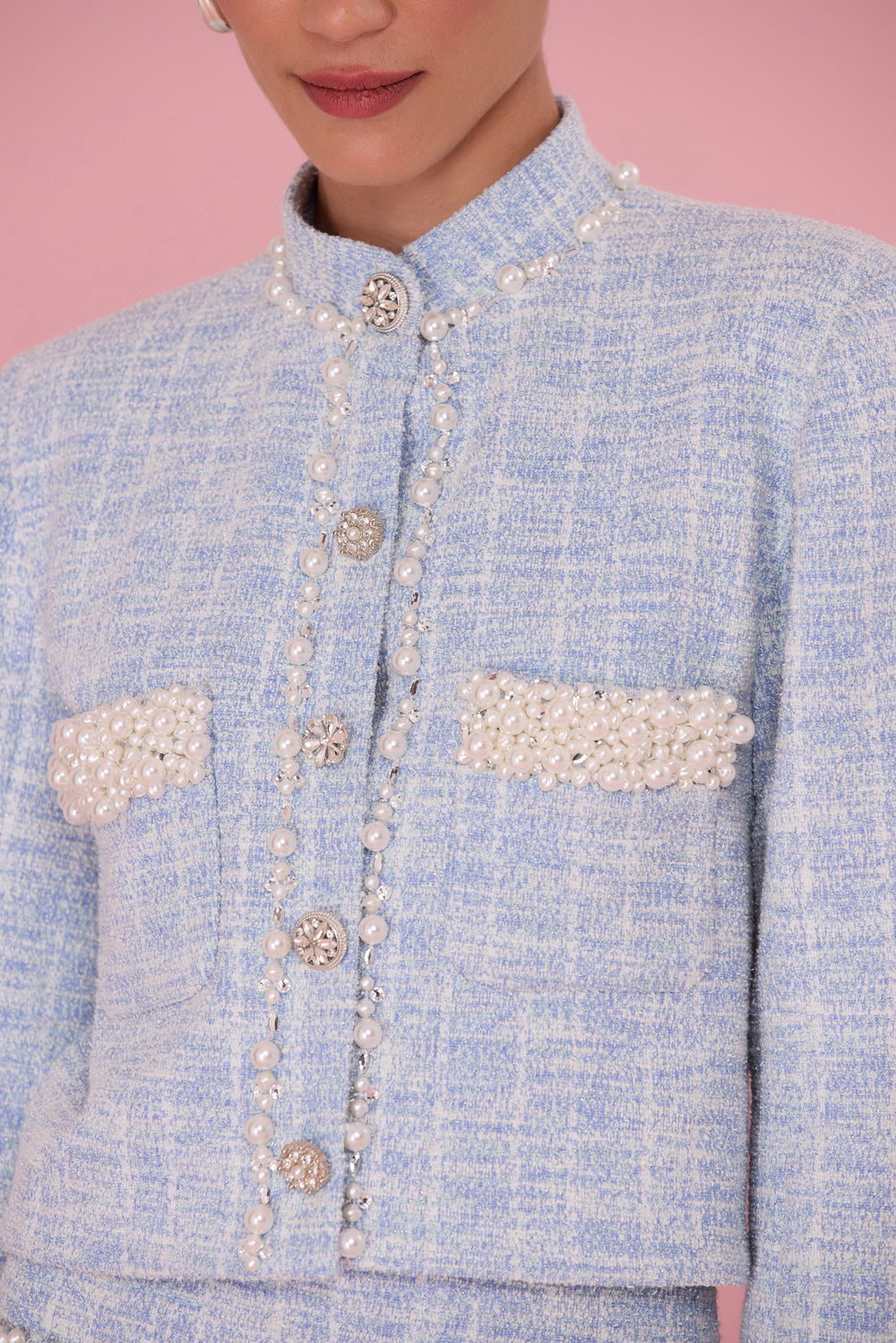 BLAZER TWEED MAVI AZUL