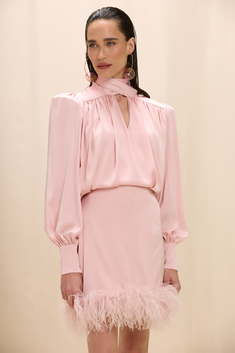 BLUSA CETIM ISABEL ROSA CLARO