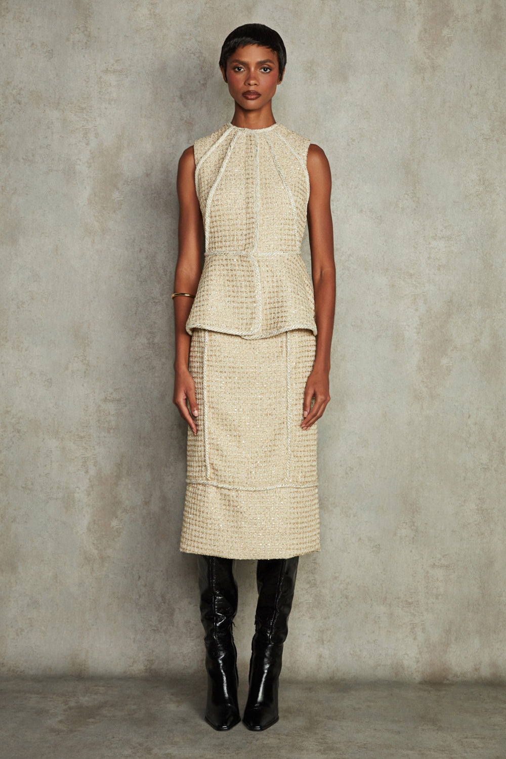 SAIA MIDI TWEED DIANA DOURADO