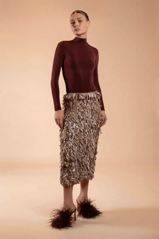 SAIA MIDI TULE  BRONZE MARROM
