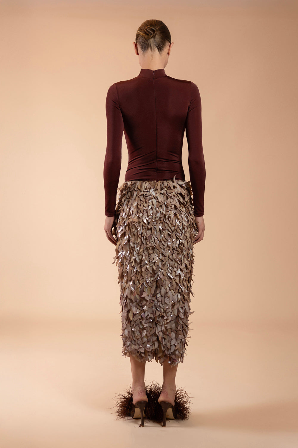 SAIA MIDI TULE  BRONZE MARROM
