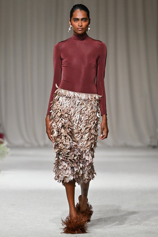 SAIA MIDI TULE  BRONZE MARROM
