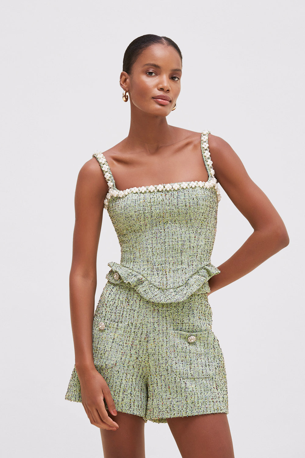 BLUSA CRYSTAL TWEED VERDE