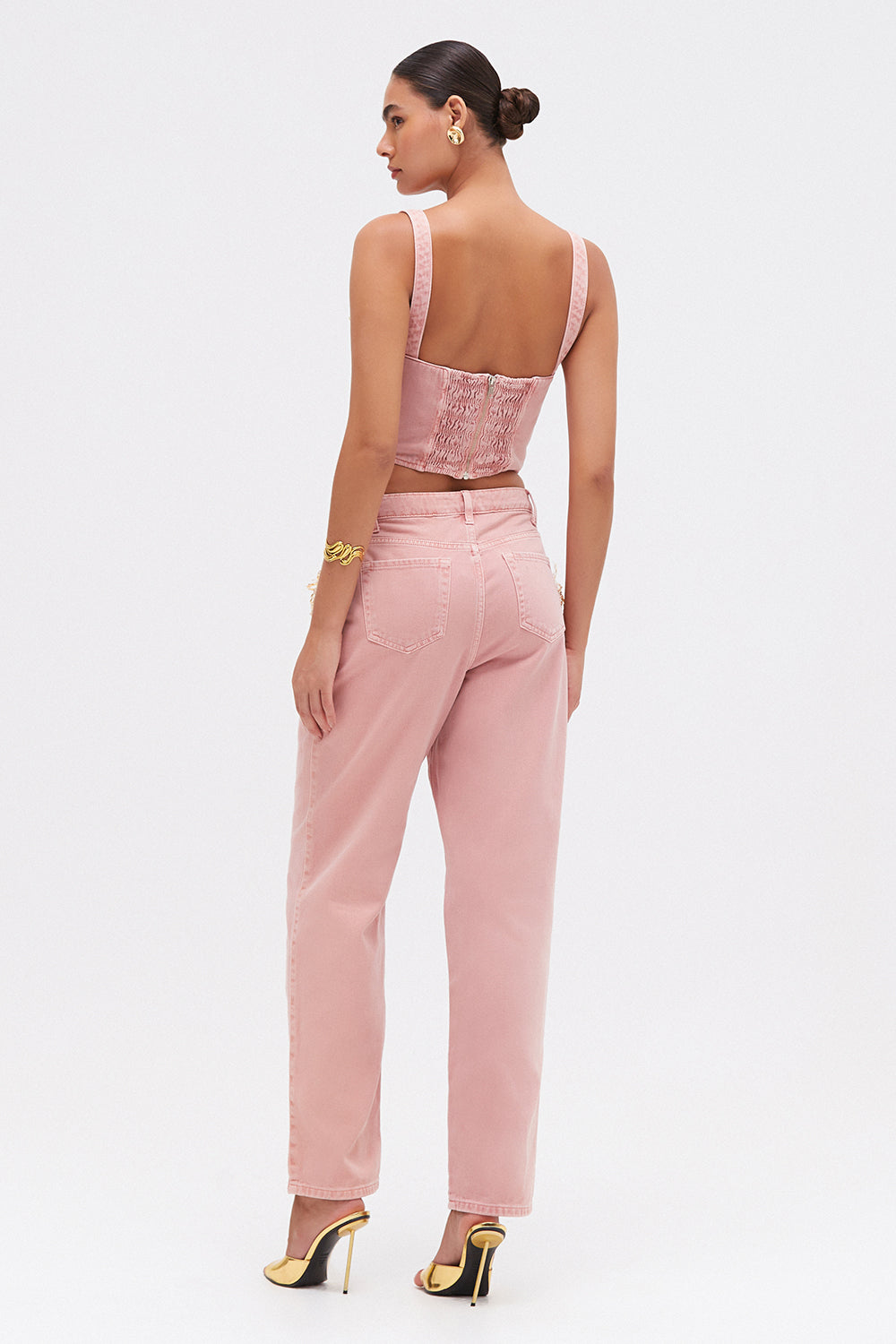 CALÇA ROSE FLOWER DENIM ROSA