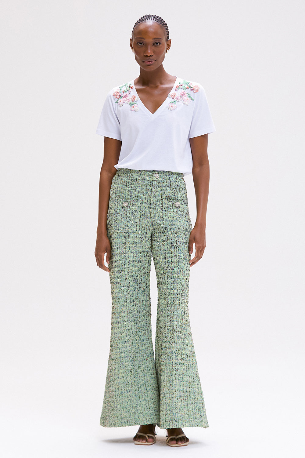 CALÇA CRYSTAL TWEED VERDE