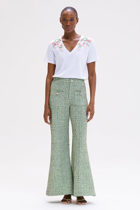 CALÇA CRYSTAL TWEED VERDE