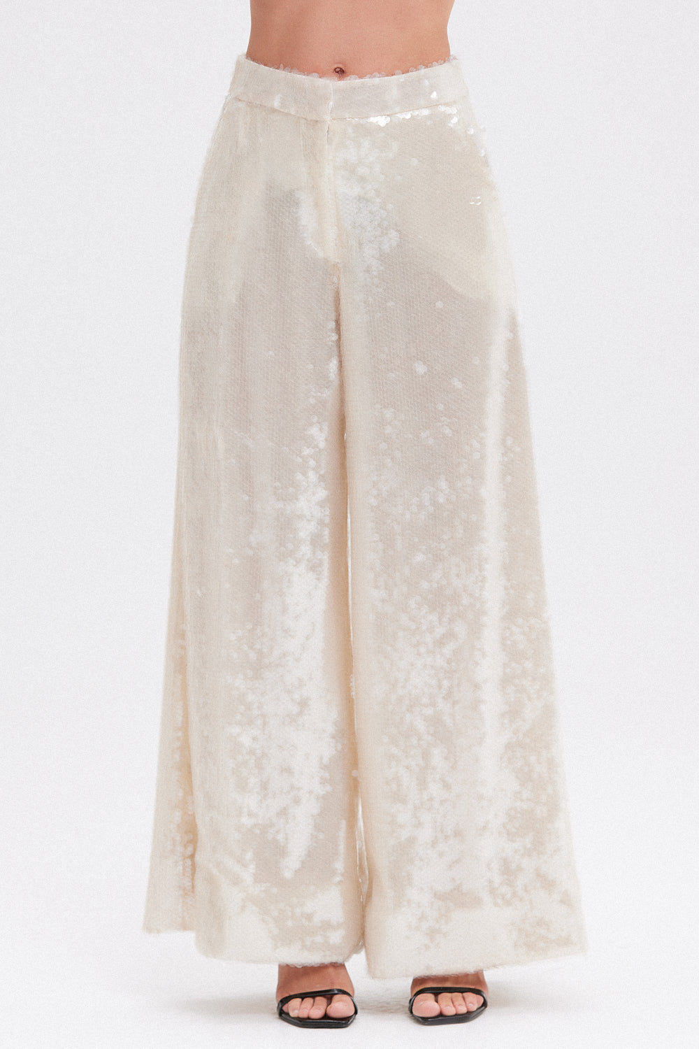 CALÇA AMPLA PAETÊ OFF WHITE