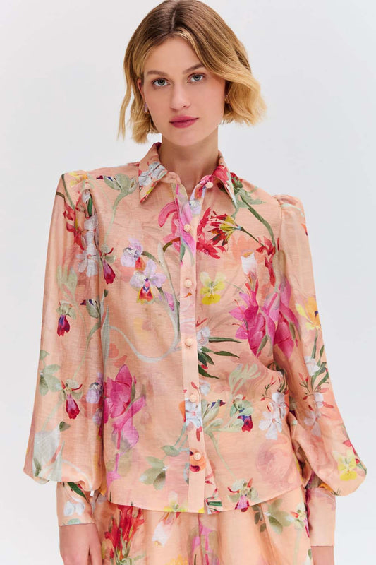 Camisa carol print laranja