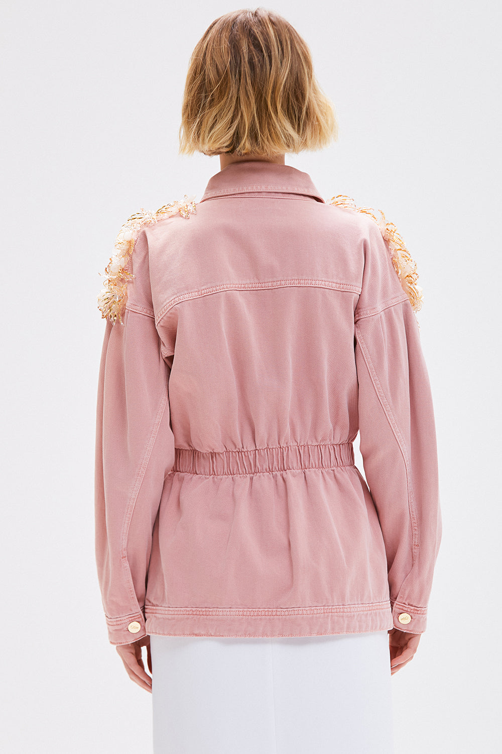 JAQUETA ROSE FLOWER DENIM ROSA