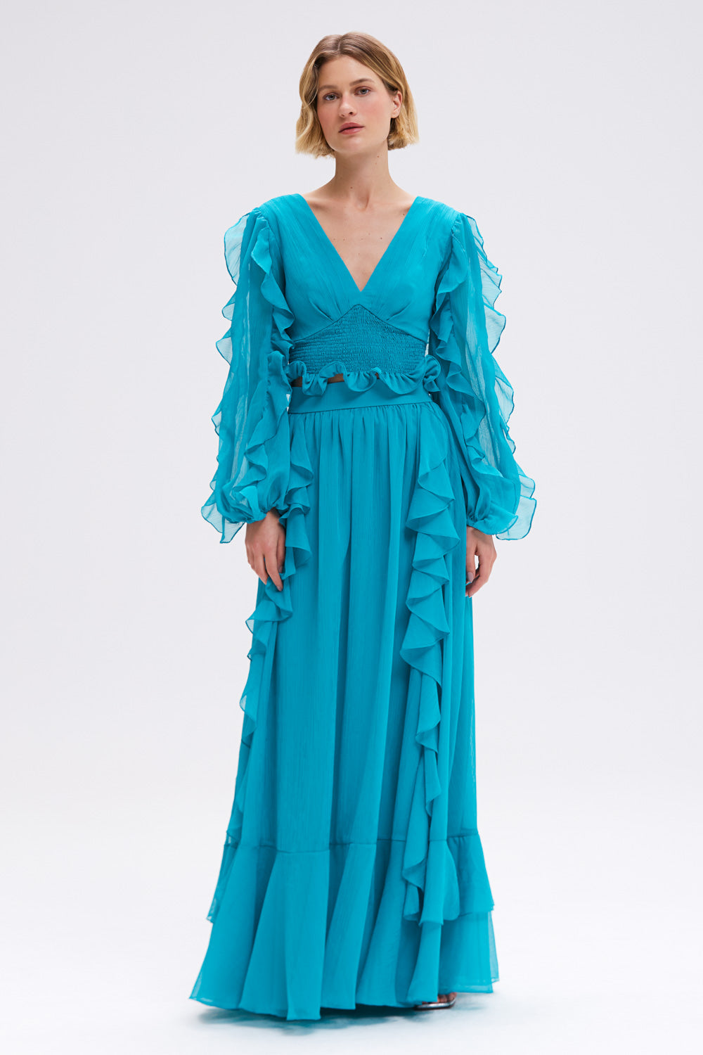 SAIA LONGA CHIFFON WONDERLAND AZUL