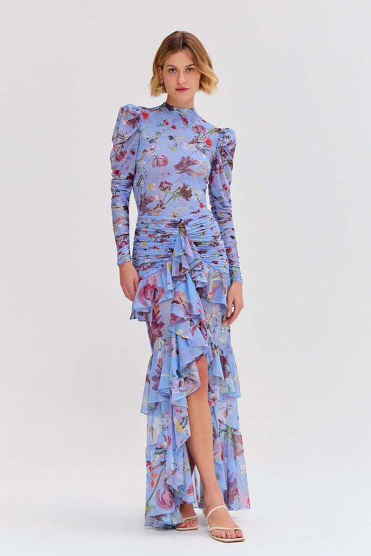 Saia longa carol print azul