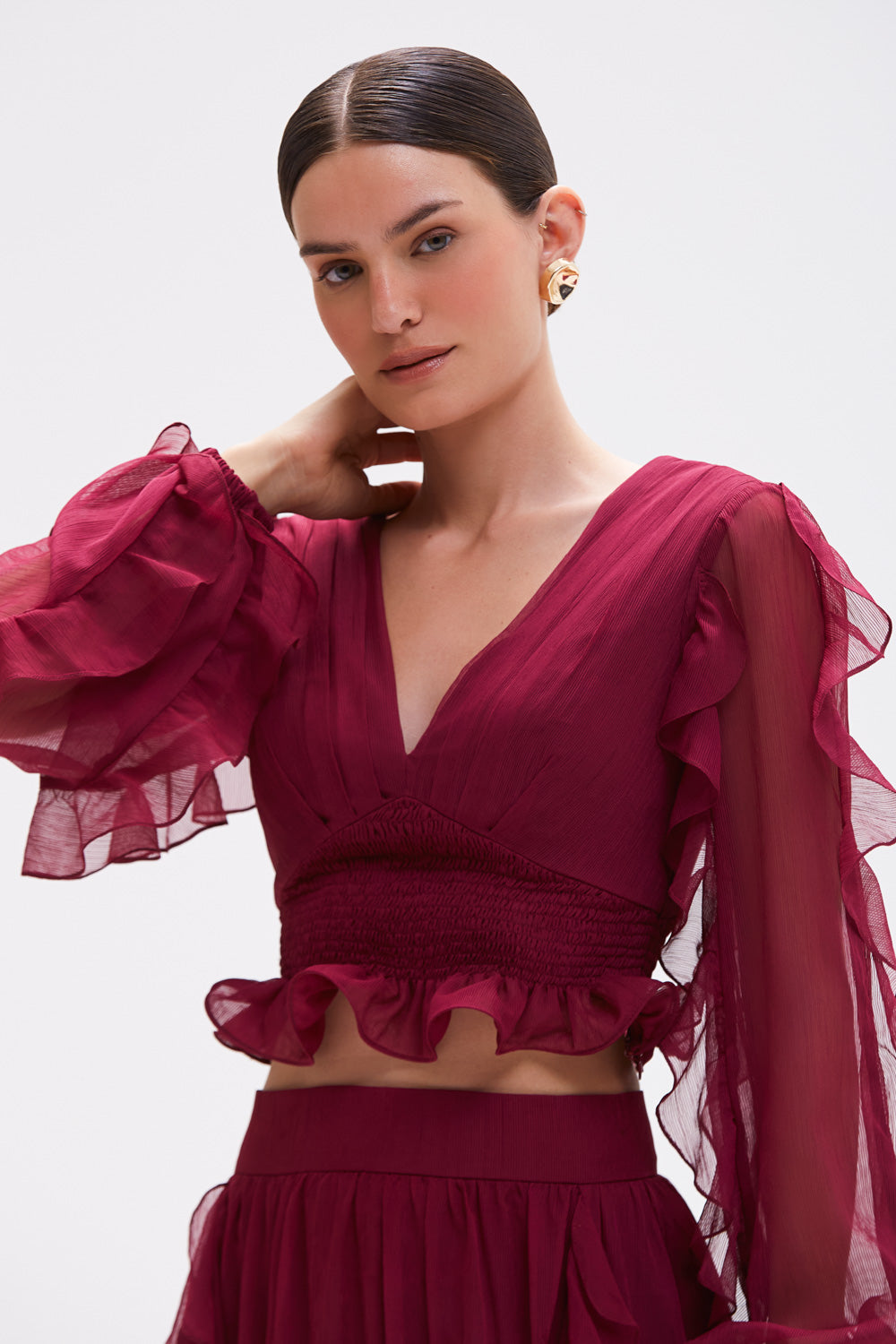 TOP CHIFFON WONDERLAND VERMELHO ESCURO