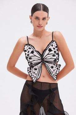 TOP CROPPED CREPE PRETO