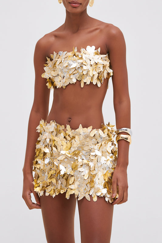 TOP CROPPED PAETÊ GOLDEN MAXI PRATA E DOURADO