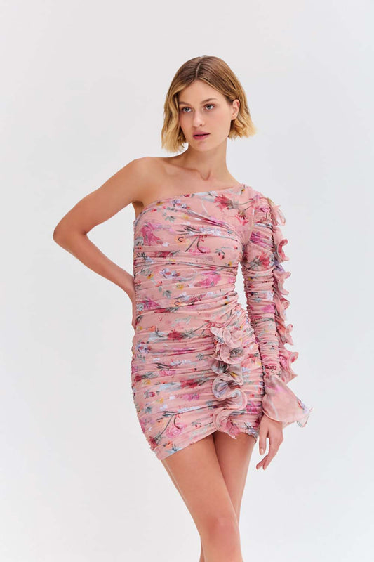 Vestido curto carol print laranja