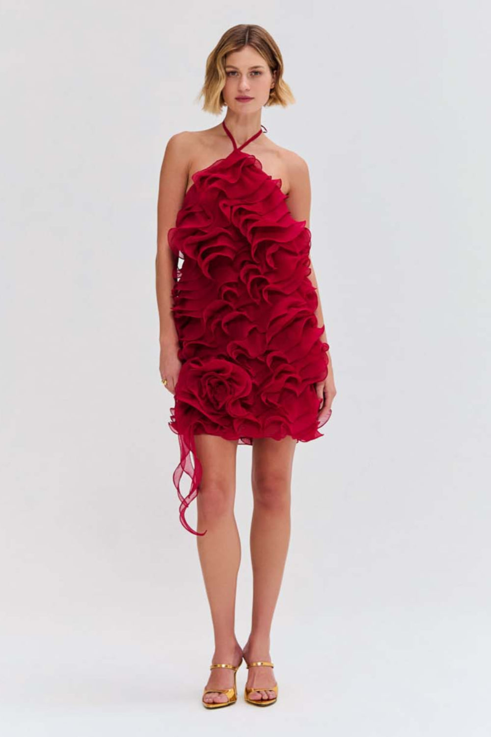 VESTIDO CURTO CHIFFON WONDERLAND VERMELHO ESCURO