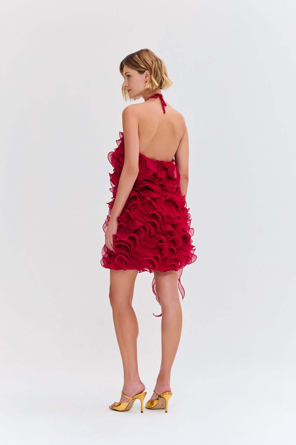 VESTIDO CURTO CHIFFON WONDERLAND VERMELHO ESCURO