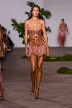 VESTIDO CURTO BUTTERFLY EMBROIDERY LARANJA