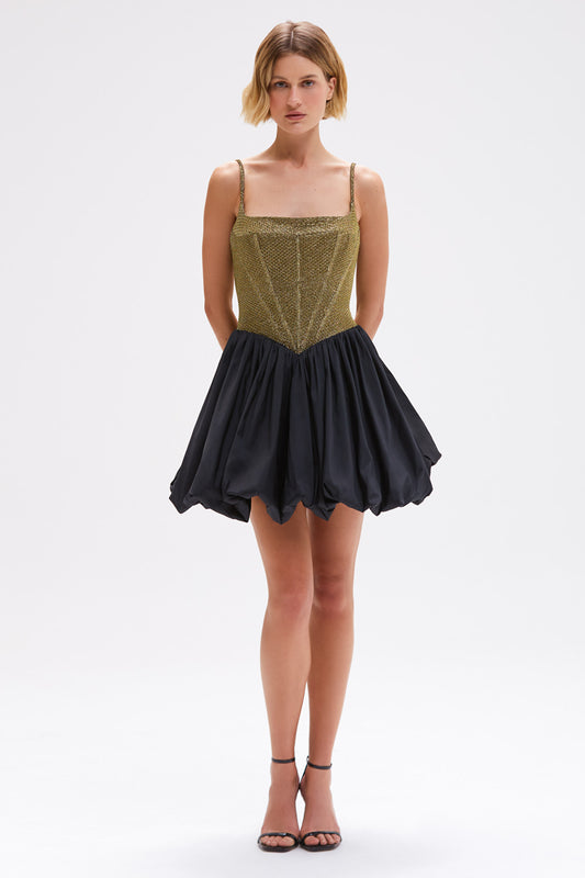 VESTIDO CURTO GOLDEN WEAVE DOURADO