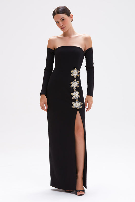 VESTIDO LONGO CREPE MYSTIQUE  PRETO