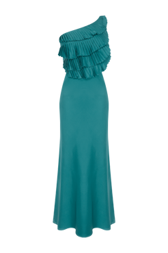 VESTIDO LONGO CETIM DREAM  VERDE ESCURO