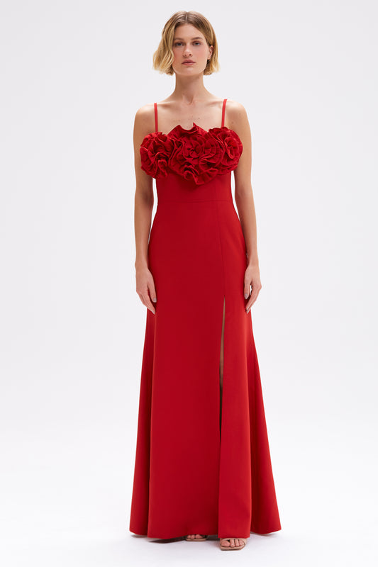VESTIDO CREPE PETALS VERMELHO