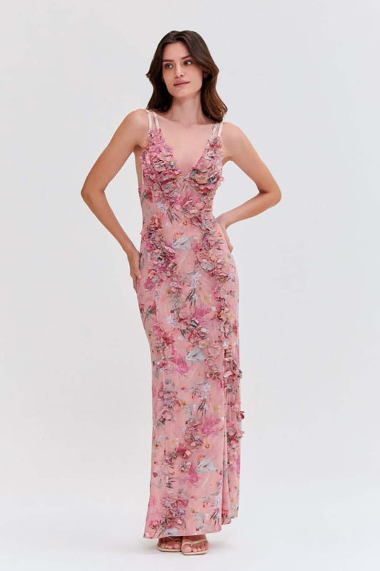 Vestido longo carol print laranja