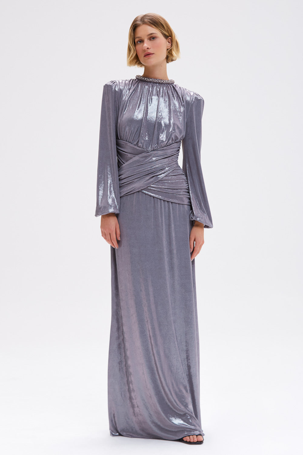 VESTIDO LONGO JERSEY ELYSIAN PRATA