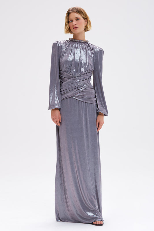 VESTIDO LONGO JERSEY ELYSIAN PRATA