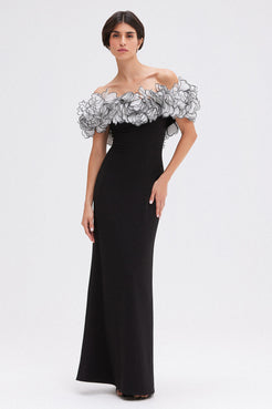 VESTIDO LONGO CREPE PRETO