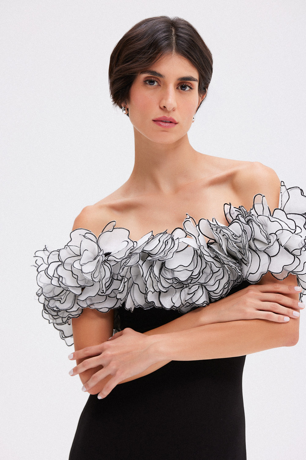 VESTIDO LONGO CREPE PRETO