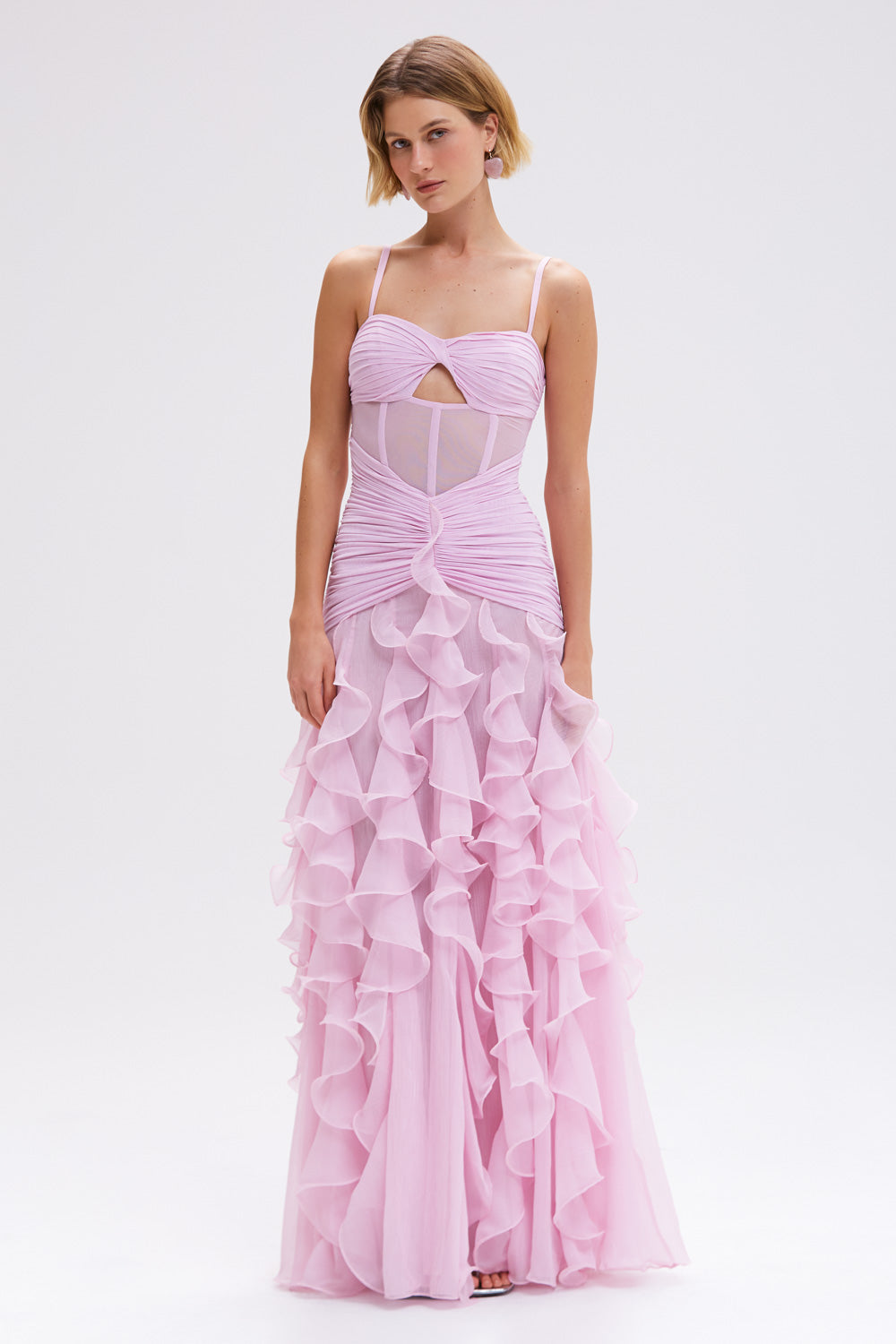 VESTIDO LONGO CHIFFON WONDERLAND ROSA CLARO