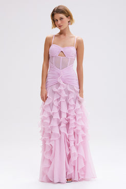 VESTIDO LONGO CHIFFON WONDERLAND ROSA CLARO