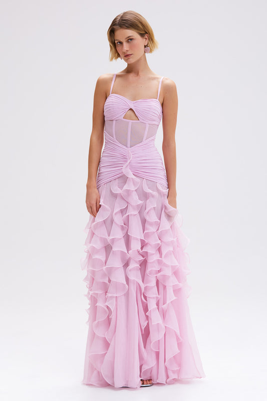 VESTIDO LONGO CHIFFON WONDERLAND ROSA CLARO